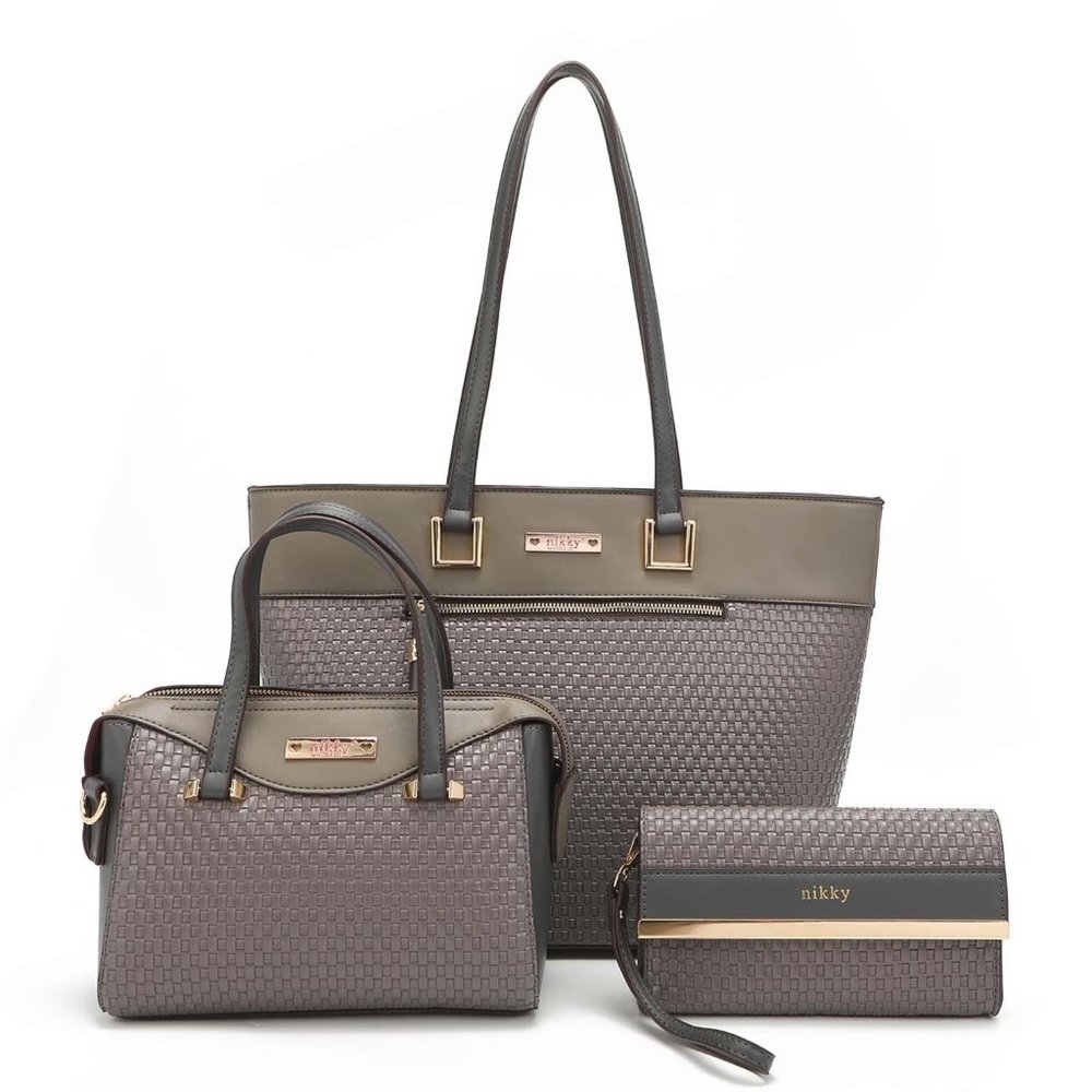 Nikky Agatha Shopper Bag 3-Piece Set NK12312 Grey